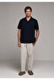 Regular Fit Mid Waist Straight Leg Men's Stone Trousers - 3