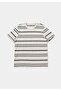 Regular Fit Round Neck Striped Men's White Short Sleeve T-Shirt - 5