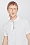 Men's Ecru Standard Fit Regular Cut Polo Collar Jacquard Knitwear T-Shirt - 4