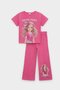 Pink Girl Character Printed Wide-Leg Pants 2-Piece Girl's Set 23801 - 5