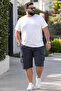 Large Size Men's Cargo Pocket Cotton Capri 0781 Dark Navy Blue