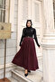 Pleat Detailed Belted Skirt