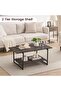 2-Tier Farmhouse Coffee Table, 41'' Large Rustic Rectangle Accent Table for Living Room, Dark - 4
