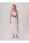Slit and Lace White Linen Skirt