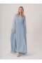 V-Neck Blue Chiffon Dress