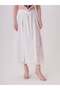 Slit and Lace White Linen Skirt - 5