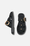 Delavana Black Suede Women's Buckle-Studded Daily Comfortable Stylish Sabo Slippers - 4