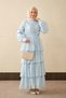Women's Elastic Waist Gold Button Detailed Flounce Dress Blue