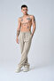 Linen Men's Ecru Baggy Pleated Trousers - 5