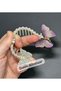 Luxury Dangling Pearl Metal Comb with Crystal Stones Butterfly Fancy Bun Hairpin Hair Accessory Pink - 3