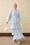 Women's Elastic Waist Gold Button Detailed Flounce Dress Blue - 3