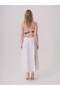 Slit and Lace White Linen Skirt - 4