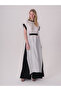 Button detailed, contrast color linen dress on the side