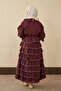 Women's Layered Voile Skirt Suit Burgundy - 5