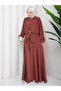 Cupra Fabric Dress with Buckle Detail, Double Tunic Dress, 2 Pieces - 3