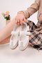 Women's White Velcro Mary Jane Casual Sports Ballerina Shoes - 2