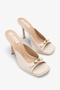Juliana Women's Heeled Slippers - Beige Nubuck - 2