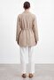 Women's Lightweight Trench Jacket with Drawstring Waist and Snap Fasteners – 26S-15263Ckt - Beige - 2