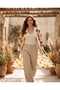 Women's Khaki and Orange Patterned Shirt Dress Long Sleeve Maxi Tunic - 3