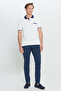 Men's White-Navy Blue Standard Fit Regular Cut Polo Collar Knitwear T-Shirt - 2
