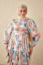 Women's Mixed Pattern Waist Tie Satin Dress Salmon - 4