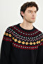 Men's Navy Blue Wool Warm Standard Fit Crew Neck Knitwear Sweater - 4