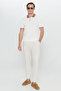Men's Ecru-Taba Standard Fit Regular Cut Polo Collar Jacquard Knitwear T-Shirt - 2