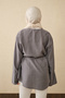 Women's Front Buttoned Waist Tie Tunic Gray - 5