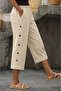 Women's High Waist Summer Trousers with Side Button Detail - 2
