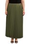 Plus Size Pleated Long Khaki Skirt with Elastic Waist - 2