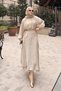 Women's Tulle Detailed Cape Skirt Suit Yellow - 4