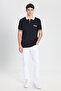 Men's Black-Ecru Standard Fit Regular Cut Polo Collar Knitwear T-Shirt - 2