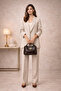 Women's Hand and Shoulder Bag Small Size Stylish Bag with Gold Accessories - 6