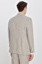 Men's Beige Slim Fit Slim Fit Swallow Collar Striped Suit with Flap Pockets - 7