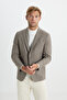 Men's Mink Wool Regular Fit Regular Cut Swallow Collar Jacket with Flap Pockets - 8