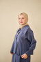 Women's Sailor Collar Ruffle Detail Suit Indigo Blue - 6
