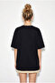 Women's Black Print and Sequin Detailed Bow Basic T-Shirt 7643 60286115 - 5