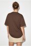 Women's Brown Figured Embroidery and Bead Detailed Oversize T-Shirt 2222 60286121 - 5
