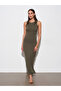 91652 Corduroy Midi Dress-Khaki