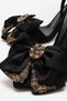 Women's Black Satin 9 cm Thin Heeled Stone Detailed Ankle Strap Evening Dress Sandals - 3