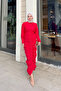 Women's Buttoned Front Gathered Detail Dress Red