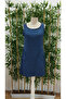 Women's Sleeveless Thick Strap Button Detail Linen Dress with Pockets - 7