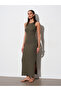 91652 Corduroy Midi Dress-Khaki - 4
