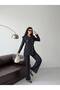 Women's Blazer Trouser Suit Black Asymmetric Collar