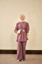 Women's Brooch Detail Hidden Button Suit Set Plum - 4