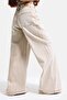 Women's Stone Color 4S6-76 Mega Baggy Fit Belt Detailed Loose Cut Denim Jeans - 3