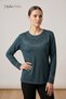 Women's Emerald Yakamoz Patterned Collar and Sleeves Embroidered, Stoned Mother Combed Cotton Blouse