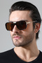 Men's Brown Gold Detailed Frame Brown Glass Sunglasses - 6