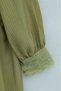 Scalloped Lined Crinkle Dress - Oil Green - 4