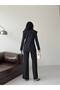 Women's Blazer Trouser Suit Black Asymmetric Collar - 7